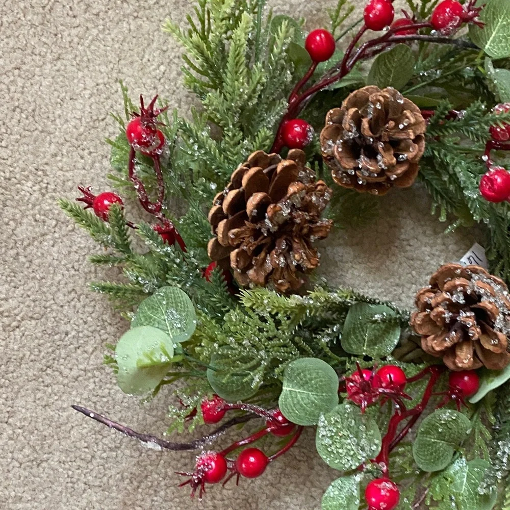 Festive Green and Red Holiday Wreath